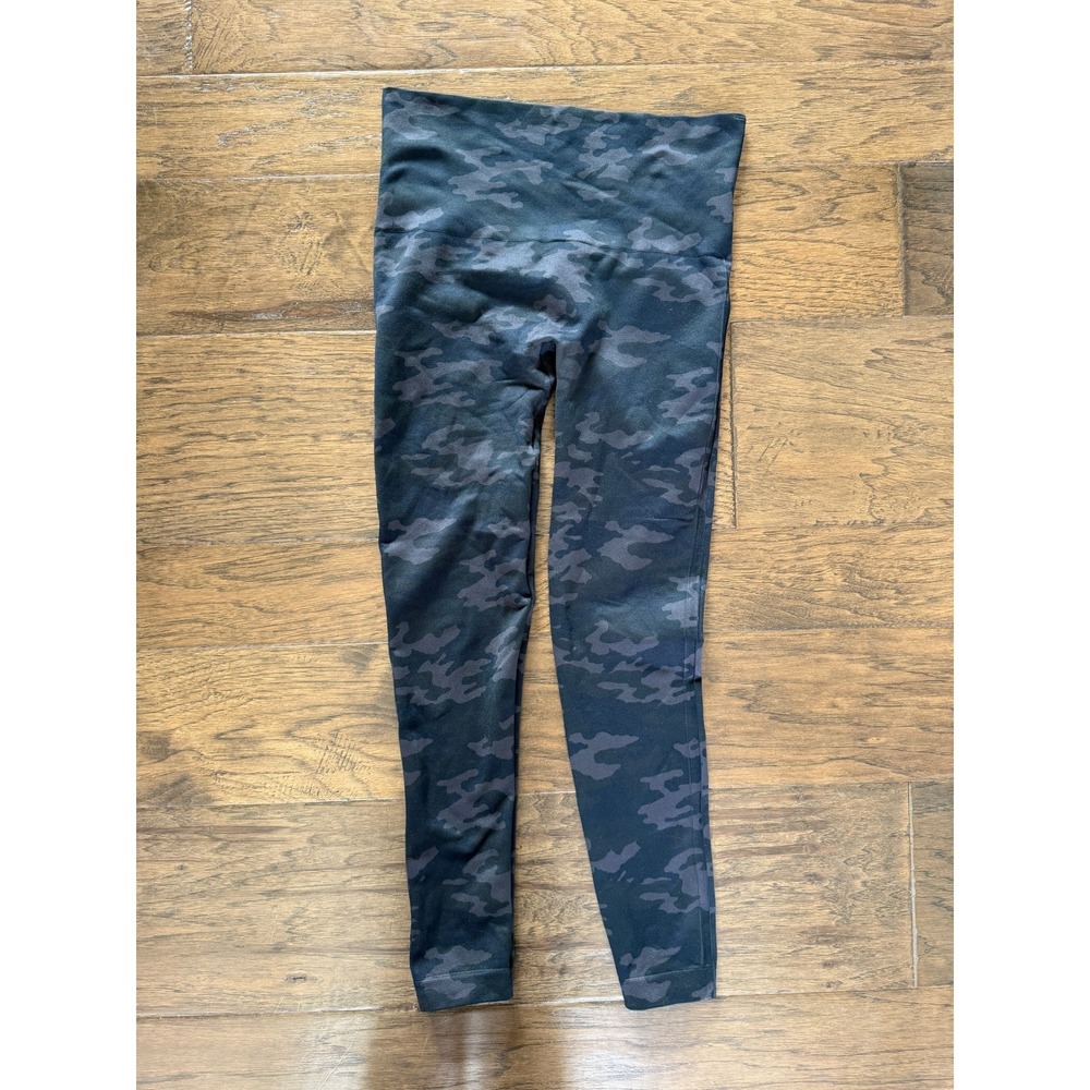 Spanx Look at Me Now Seamless Camo Leggings Grey Black High Waist Women Large